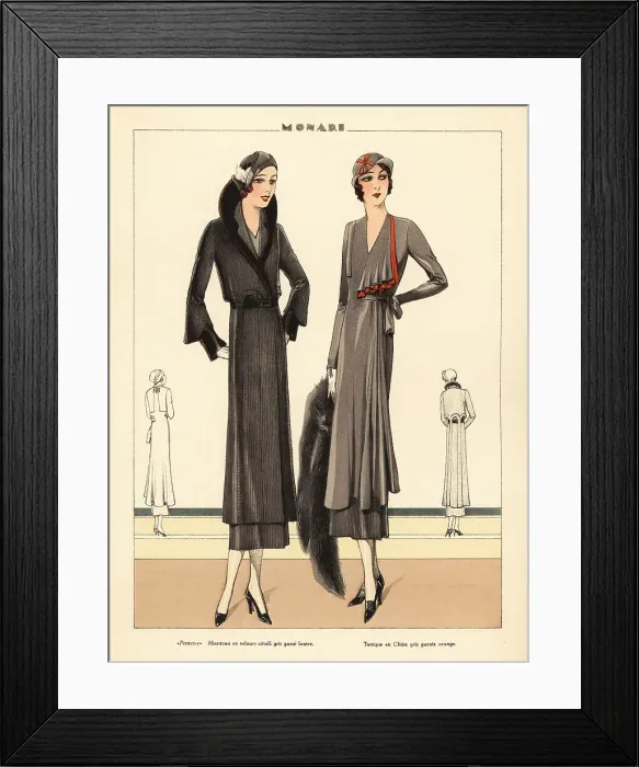 Framed Print : Women in coat and dress by Monari, 1931 Framed Print : Women in coat and dress by Monari, 1931