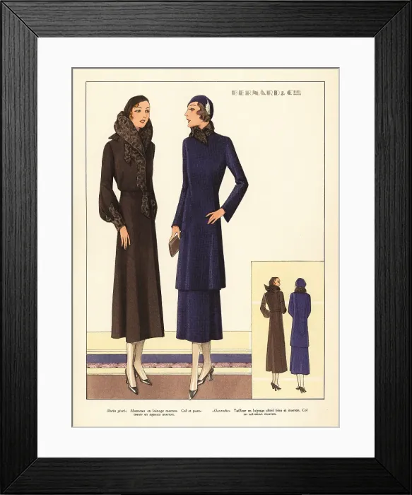 Framed Print : Women in chic suits and coats by Bernard, 1931 Framed Print : Women in chic suits and coats by Bernard, 1931