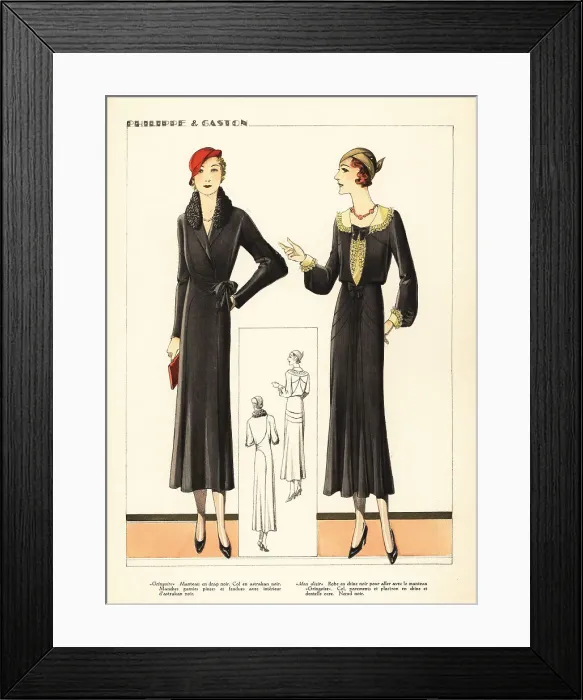 Framed Print : Women in dress and coat ensemble by Philippe & Gaston, 1931 Framed Print : Women in dress and coat ensemble by Philippe & Gaston, 1931
