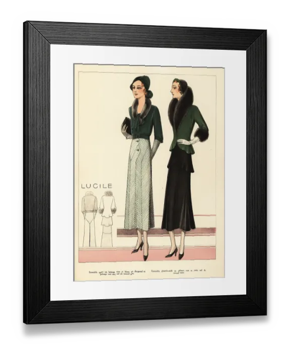 Framed Print : Women in sports and afternoon suits by Lucile, 1931 Framed Print : Women in sports and afternoon suits by Lucile, 1931