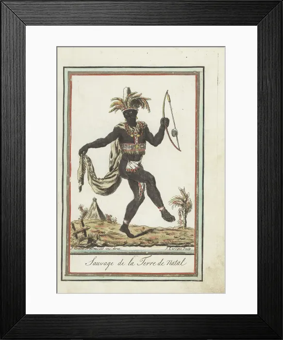 Framed Print : Dancing Zulu or Xhosa man of Natal with uhadi Framed Print : Dancing Zulu or Xhosa man of Natal with uhadi