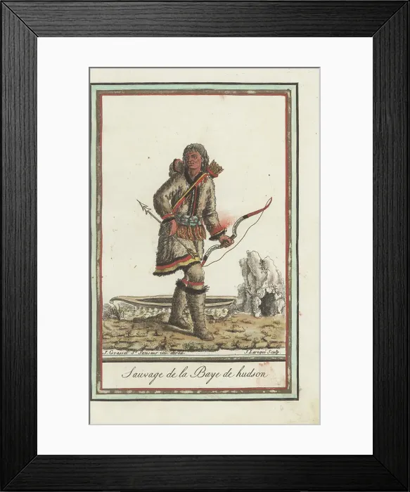 Framed Print : Inuit man of Hudson Bay with canoe Framed Print : Inuit man of Hudson Bay with canoe