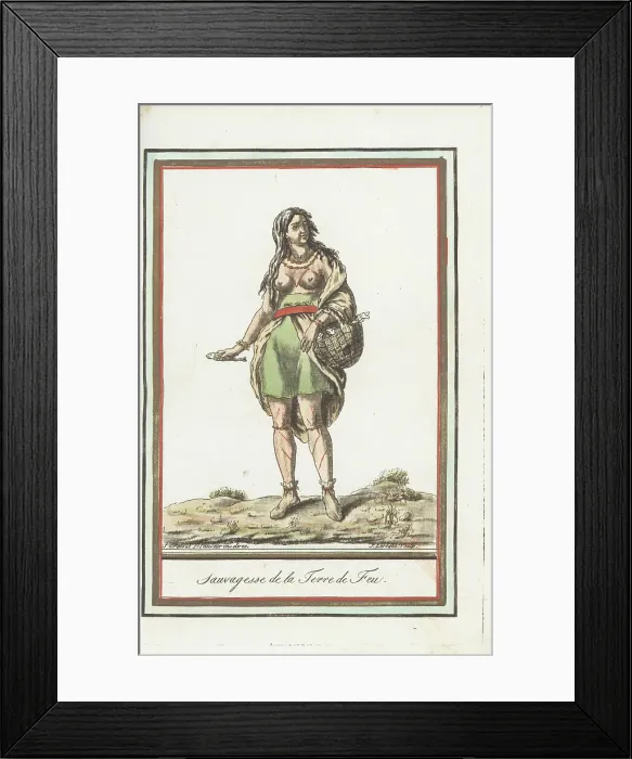 Framed Print : Native American woman of Tierra del Fuego, South America Framed Print : Native American woman of Tierra del Fuego, South America