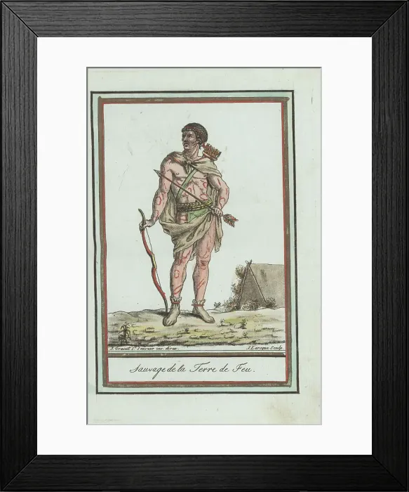 Framed Print : Native American man of Tierra del Fuego, South America Framed Print : Native American man of Tierra del Fuego, South America