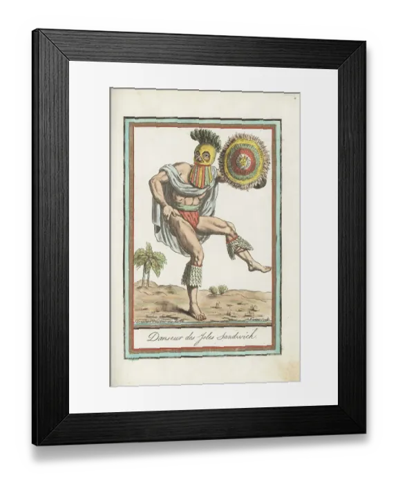 Framed Print : Male dancer of the Sandwich Isles, now Hawaii Framed Print : Male dancer of the Sandwich Isles, now Hawaii