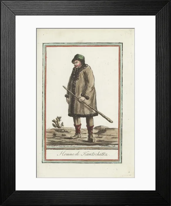 Framed Print : Costume of a man of Kamchatka, Itelmen, Koryak or Ainu Framed Print : Costume of a man of Kamchatka, Itelmen, Koryak or Ainu