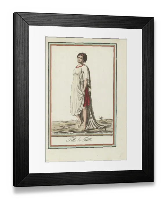 Framed Print : Costume of a native girl of Tahiti Framed Print : Costume of a native girl of Tahiti