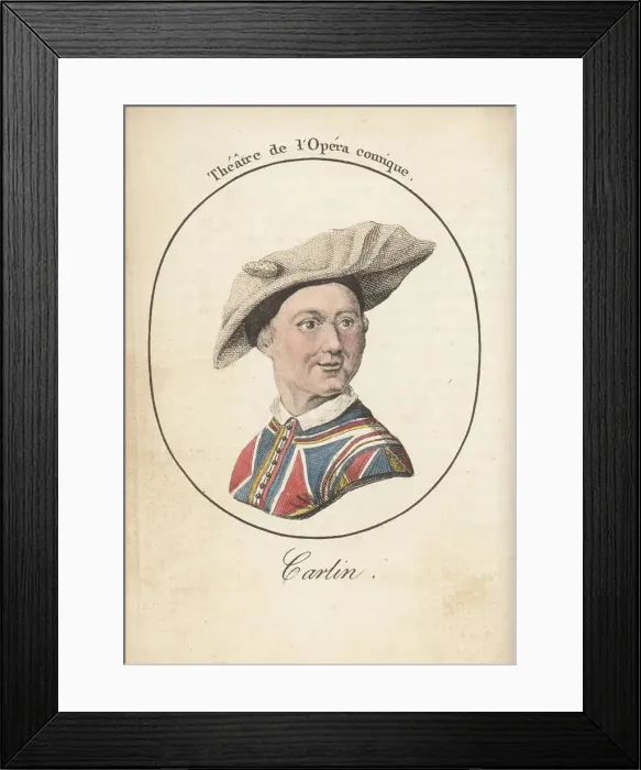Framed Print : Carlin as Harlequin in the commedia dell'arte Framed Print : Carlin as Harlequin in the commedia dell'arte