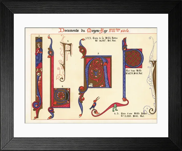 Framed Print : Decorative initial letters taken from 13th century illuminated B Framed Print : Decorative initial letters taken from 13th century illuminated B