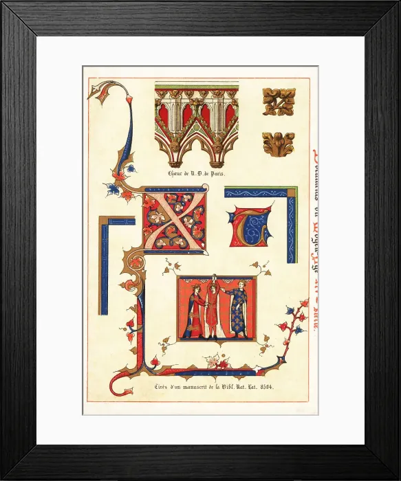 Framed Print : Initials from a 14th century illuminated manuscript Framed Print : Initials from a 14th century illuminated manuscript