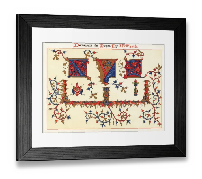 Framed Print : Initial letters XYZ and border foliage from Jean de Sy's illumin Framed Print : Initial letters XYZ and border foliage from Jean de Sy's illumin