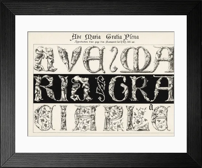 Framed Print : Alphabet of illuminated initials from the Heures de Charles d'An Framed Print : Alphabet of illuminated initials from the Heures de Charles d'An
