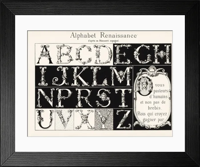 Framed Print : Alphabet of initial letters from a Spanish manuscript of the Ren Framed Print : Alphabet of initial letters from a Spanish manuscript of the Ren