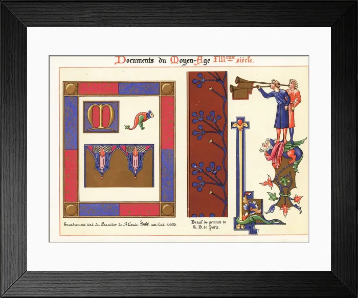 Framed Print : Illuminated frame and paintings from Notre Dame, 13th century Framed Print : Illuminated frame and paintings from Notre Dame, 13th century