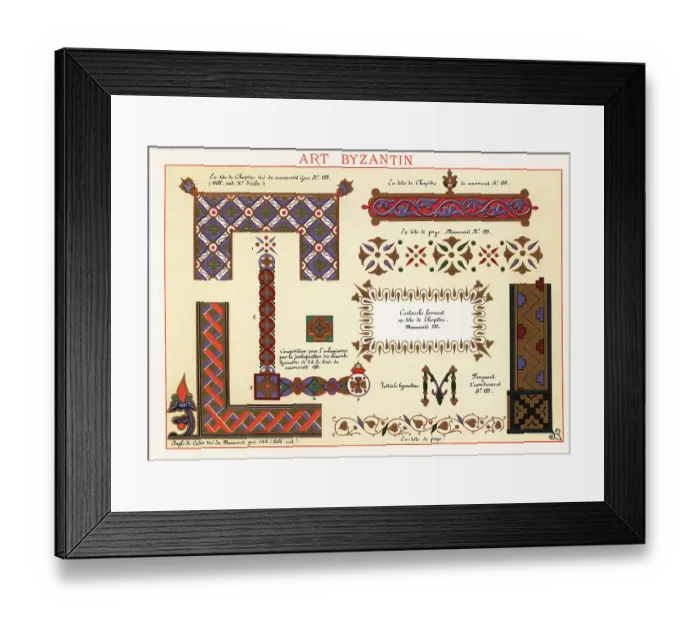 Framed Print : Initials, chapter heads, frames and cartouche from Byzantine art Framed Print : Initials, chapter heads, frames and cartouche from Byzantine art