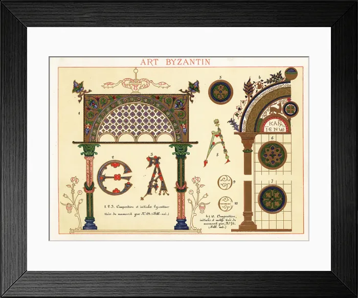 Framed Print : Initials, , motifs and architectural elements from Byzantine art Framed Print : Initials, , motifs and architectural elements from Byzantine art
