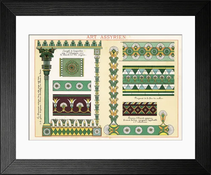 Framed Print : Design elements, borders and columns from ancient Assyrian art Framed Print : Design elements, borders and columns from ancient Assyrian art