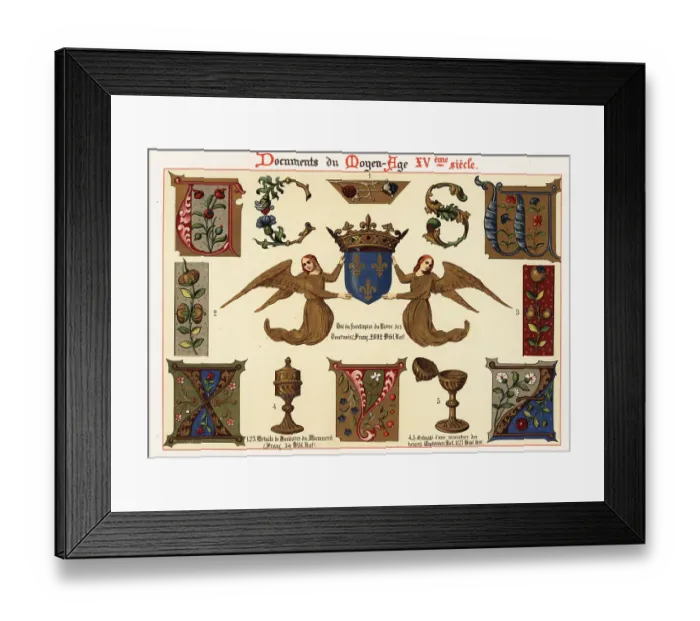 Framed Print : Initial letters, design elements from illuminated manuscripts, 1 Framed Print : Initial letters, design elements from illuminated manuscripts, 1