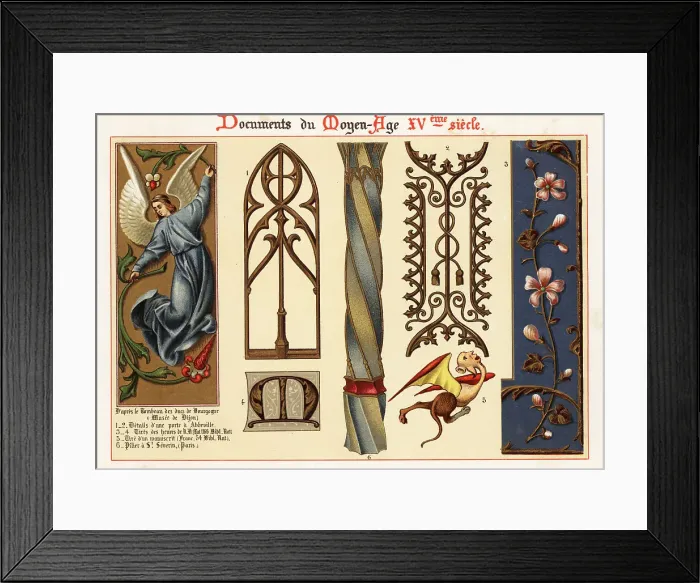 Framed Print : Figures and elements from medieval churches and manuscripts, 15t Framed Print : Figures and elements from medieval churches and manuscripts, 15t