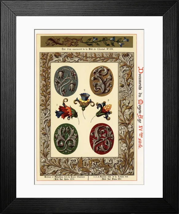 Framed Print : Border, medallions and fleurons from illuminated manuscripts, 15 Framed Print : Border, medallions and fleurons from illuminated manuscripts, 15