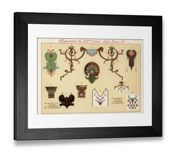 Framed Print : Design elements from the rococo era of Louis XIV, 17th century Framed Print : Design elements from the rococo era of Louis XIV, 17th century