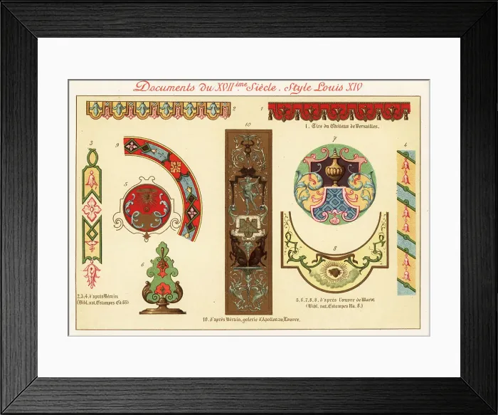 Framed Print : Design elements from the rococo era of Louis XIV, 17th century Framed Print : Design elements from the rococo era of Louis XIV, 17th century