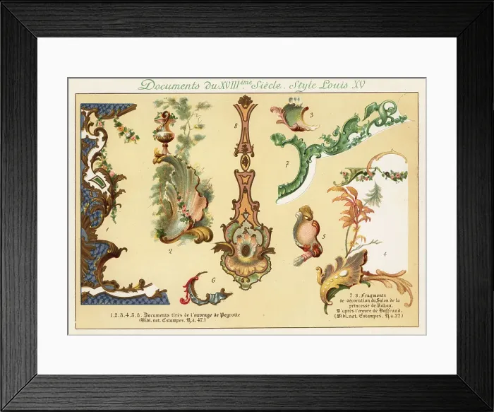 Framed Print : Design elements from the era of King Louis XV, 18th century Framed Print : Design elements from the era of King Louis XV, 18th century