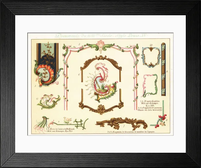 Framed Print : Design elements from the era of King Louis XV, 18th century Framed Print : Design elements from the era of King Louis XV, 18th century