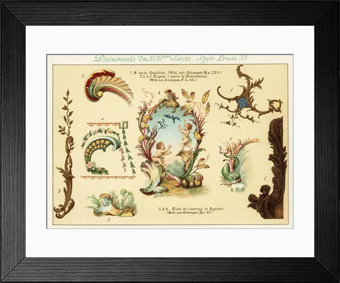 Framed Print : Design elements from the era of King Louis XV, 18th century Framed Print : Design elements from the era of King Louis XV, 18th century