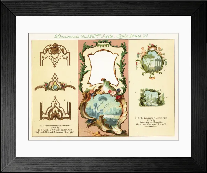 Framed Print : Design elements from the era of King Louis XV, 18th century Framed Print : Design elements from the era of King Louis XV, 18th century