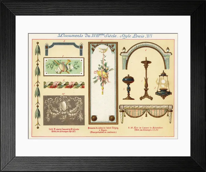 Framed Print : Design elements from the era of King Louis XVI, 18th century Framed Print : Design elements from the era of King Louis XVI, 18th century