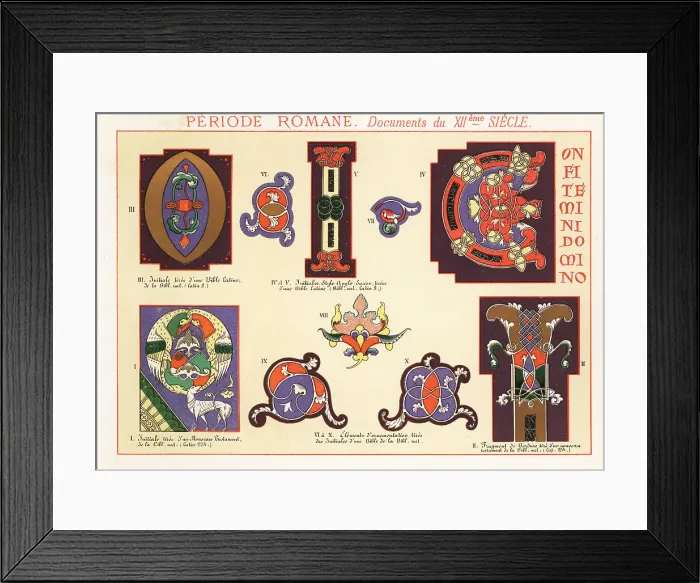 Framed Print : Initials, Anglo-Saxon initials, design elements from documents o Framed Print : Initials, Anglo-Saxon initials, design elements from documents o