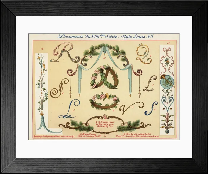 Framed Print : Design elements from the era of King Louis XVI, 18th century Framed Print : Design elements from the era of King Louis XVI, 18th century