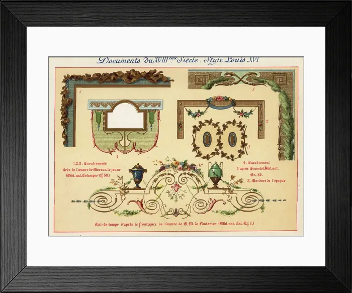 Framed Print : Design elements from the era of King Louis XVI, 18th century Framed Print : Design elements from the era of King Louis XVI, 18th century