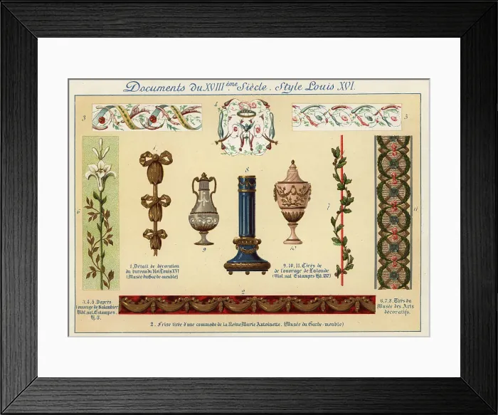 Framed Print : Design elements from the era of King Louis XVI, 18th century Framed Print : Design elements from the era of King Louis XVI, 18th century