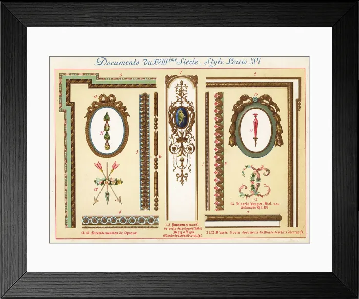 Framed Print : Design elements from the era of King Louis XVI, 18th century