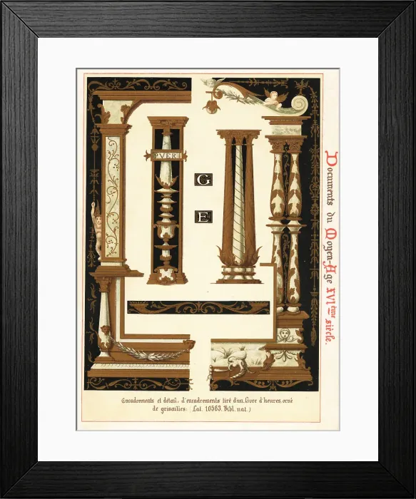 Framed Print : Design elements with grisailles from the 16th century Framed Print : Design elements with grisailles from the 16th century