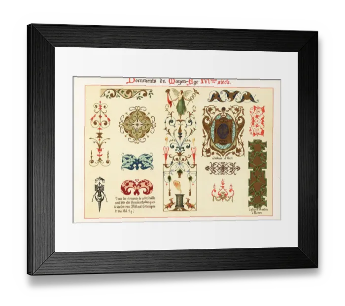 Framed Print : Design elements from manuscripts of the 16th century Framed Print : Design elements from manuscripts of the 16th century