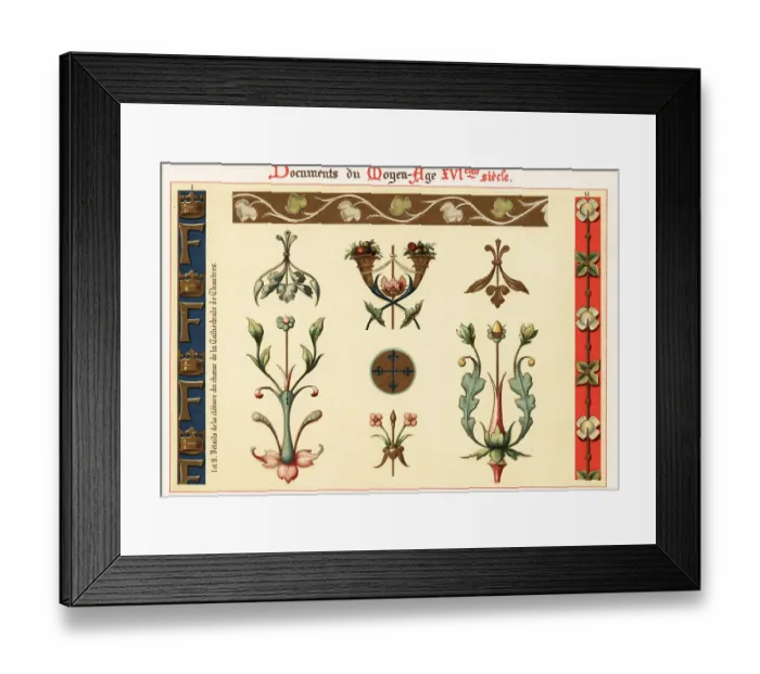 Framed Print : Design elements from architecture and manuscripts of the 16th ce Framed Print : Design elements from architecture and manuscripts of the 16th ce