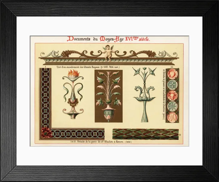 Framed Print : Design elements from architecture and manuscripts of the 16th ce Framed Print : Design elements from architecture and manuscripts of the 16th ce