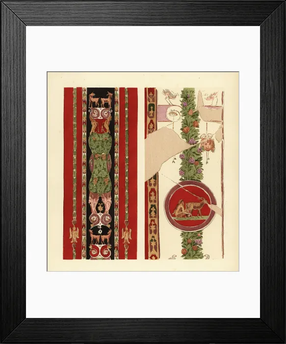 Framed Print : Decorative motifs on wall paintings in Herculaneum Framed Print : Decorative motifs on wall paintings in Herculaneum