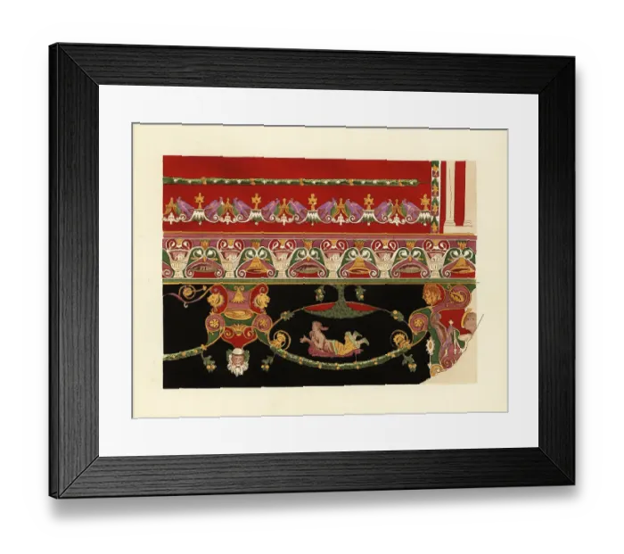 Framed Print : Decorative motifs on wall paintings in Herculaneum Framed Print : Decorative motifs on wall paintings in Herculaneum