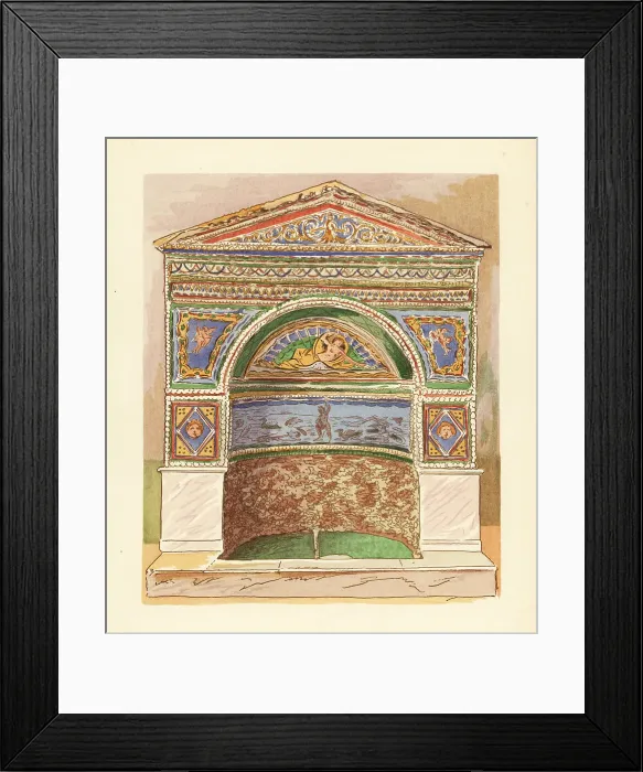 Framed Print : Enamel mosaic fountain in the House of the Bear, Pompeii Framed Print : Enamel mosaic fountain in the House of the Bear, Pompeii