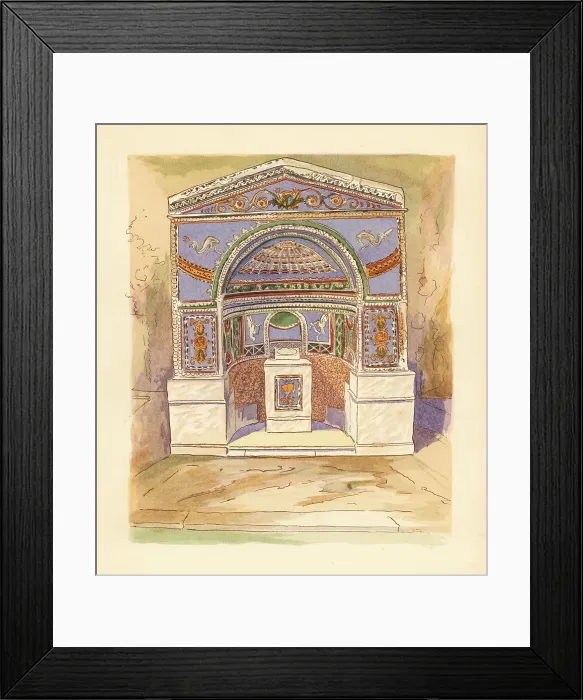 Framed Print : Enamel mosaic fountain in the House of the Scientists, Pompeii Framed Print : Enamel mosaic fountain in the House of the Scientists, Pompeii
