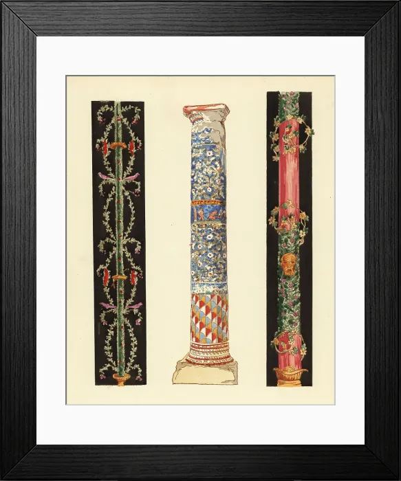 Framed Print : Decorative candlelabrae and column of enamel mosaic, Pompeii Framed Print : Decorative candlelabrae and column of enamel mosaic, Pompeii