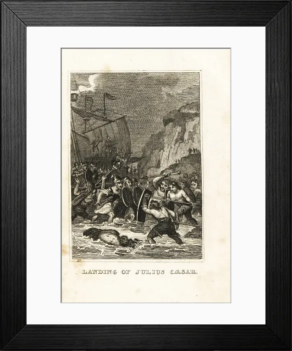 Framed Print : Julius Caesar and Roman legions invading Britain, 55BC Framed Print : Julius Caesar and Roman legions invading Britain, 55BC