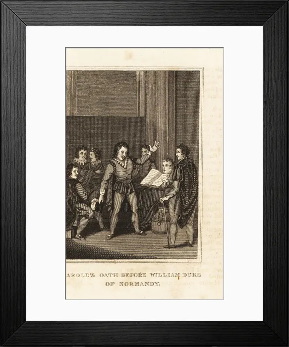 Framed Print : Harold Godwinson swearing an oath to William of Normandy, 1064 Framed Print : Harold Godwinson swearing an oath to William of Normandy, 1064