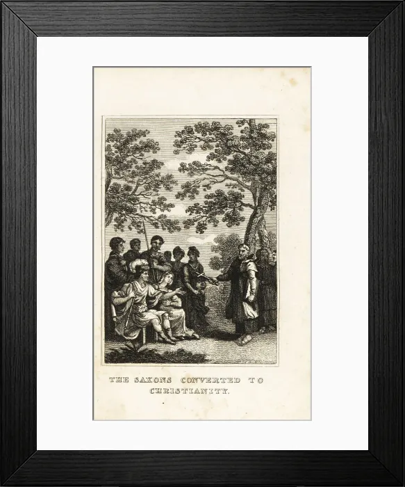 Framed Print : Missionary Augustine converting Saxon kings, 597AD Framed Print : Missionary Augustine converting Saxon kings, 597AD