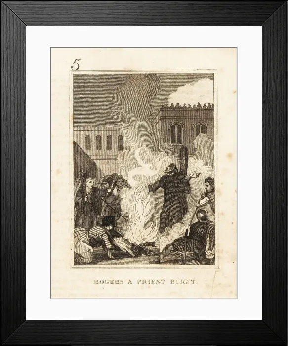Framed Print : John Rogers burnt at the stake at Smithfield market, 1555 Framed Print : John Rogers burnt at the stake at Smithfield market, 1555