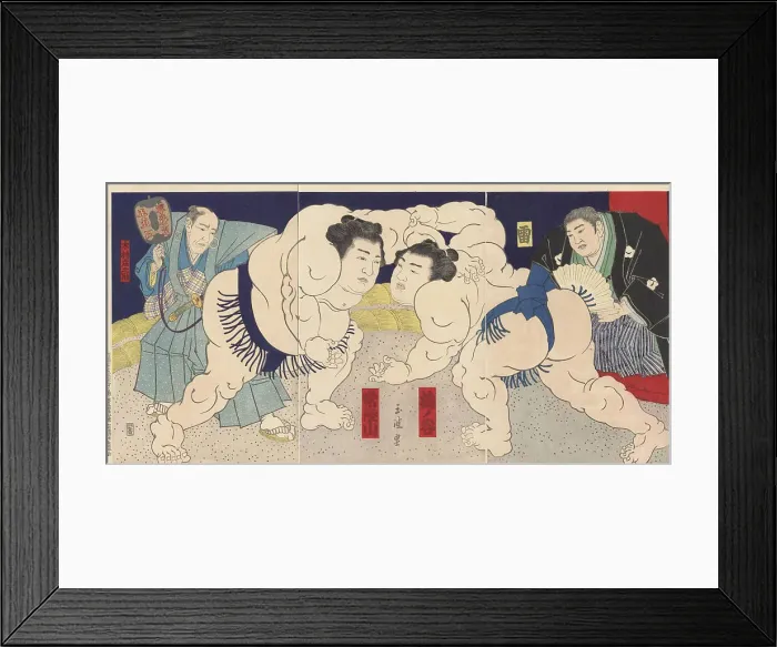 Framed Print : Sumo bout between Hitachiyama and Umenotani Framed Print : Sumo bout between Hitachiyama and Umenotani